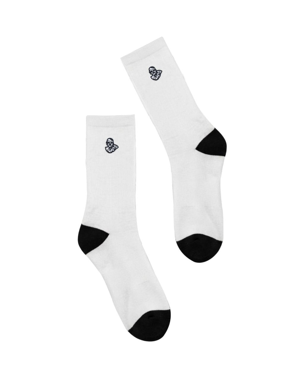 WHITE/BLACK EMBROIDERY LOGO SOCKS