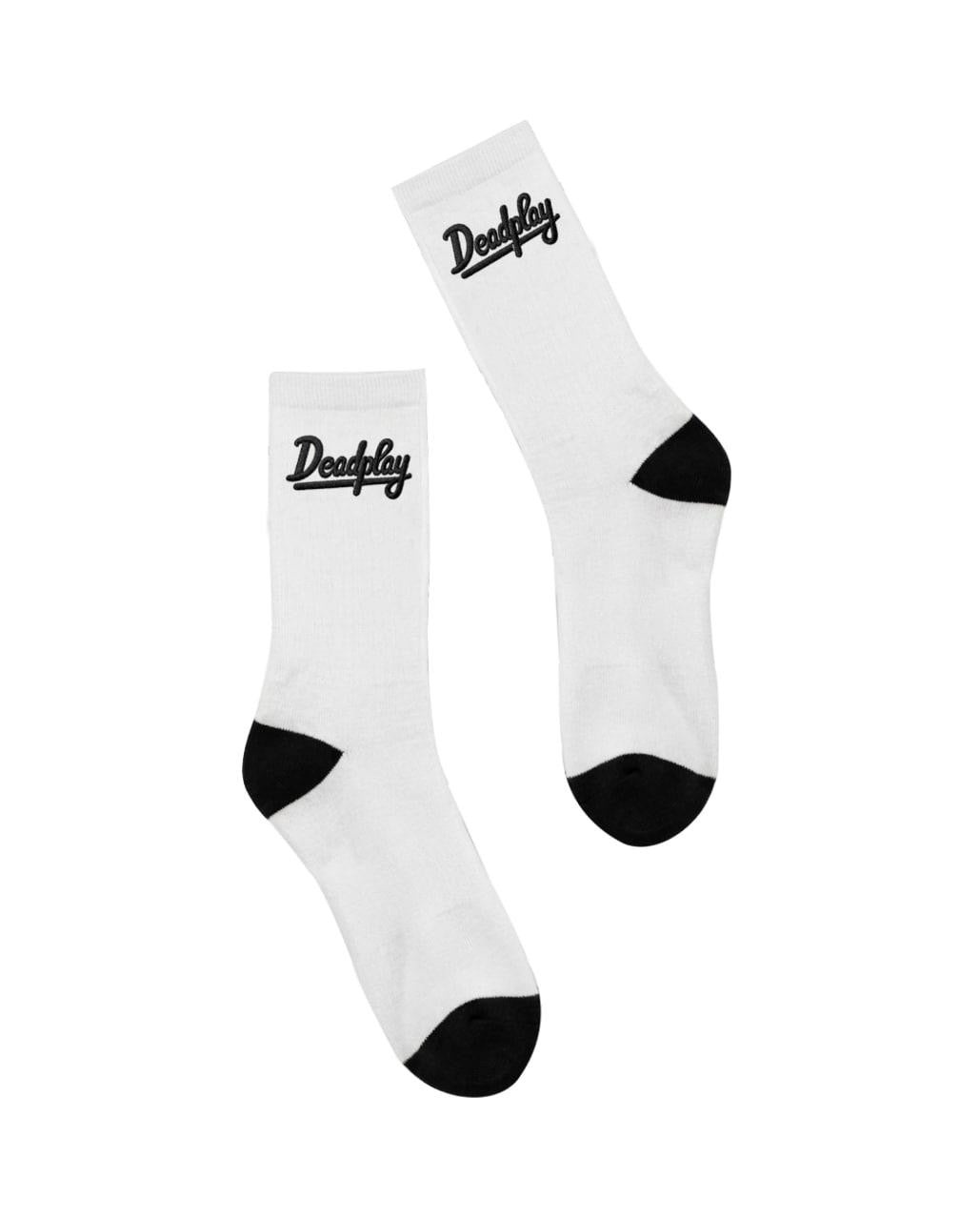 WHITE/BLACK CURSIVE LOGO SOCKS