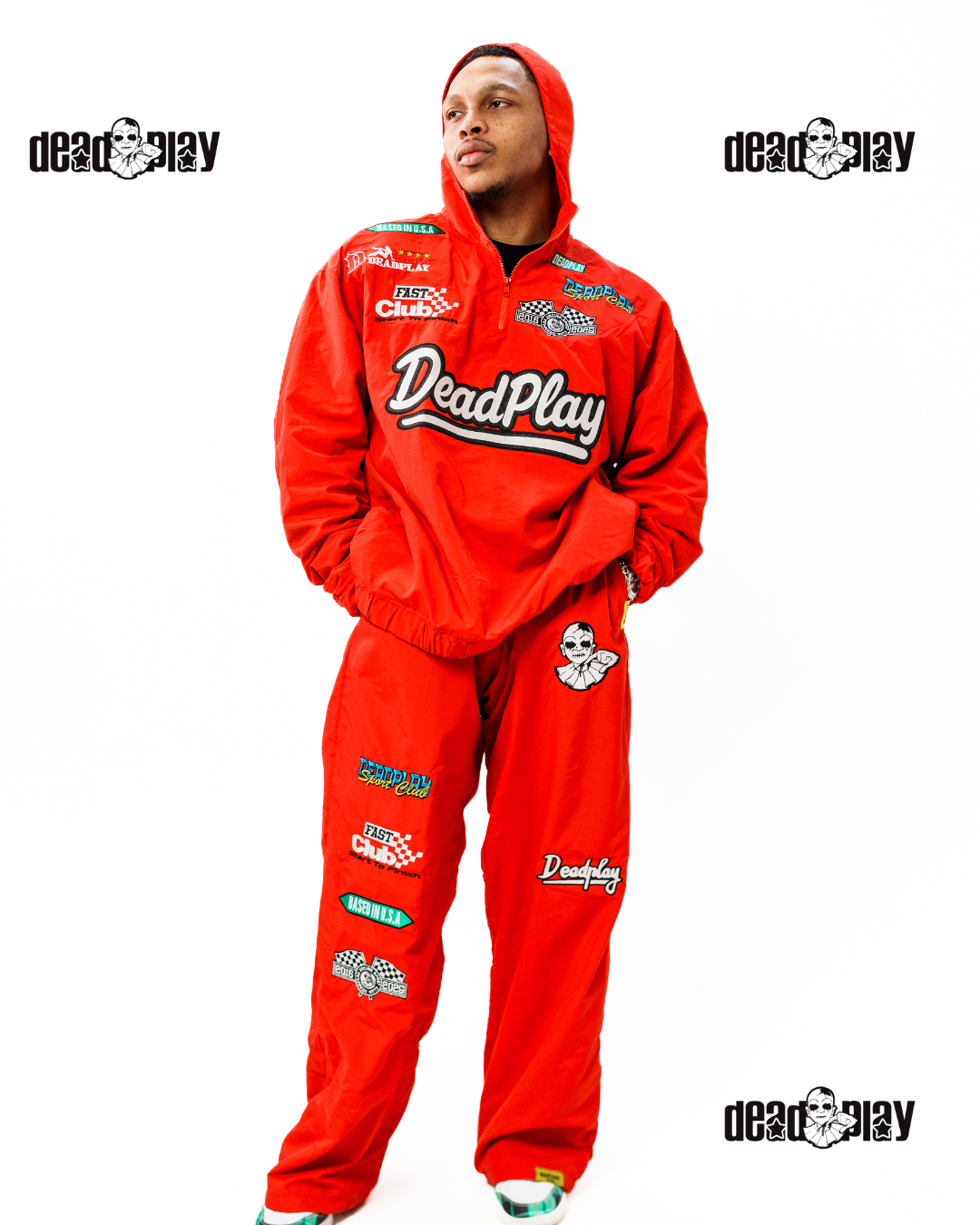 RED WINDBREAKER OVERSIZED HOODIE